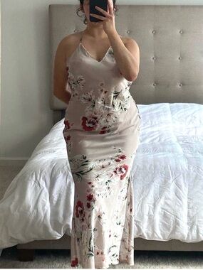 Floral Slip Maxi Dress in Blush Taupe